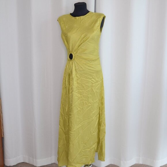 NWT House of Harlow 1960 Satin Side Tie Dress Side Slit Sleeveless Maxi XS - Picture 2 of 8